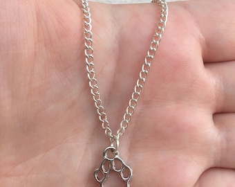 Collana a catena in argento con ciondolo a forma di zampa, collana a forma di zampa, gioielli a forma di zampa, collana con animali, gioielli con animali