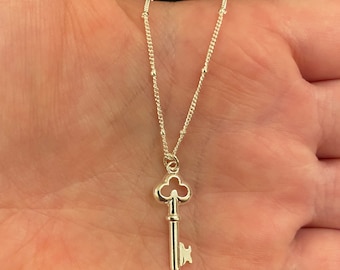 Sterling silver chain necklace with key charm, sterling silver key necklace, sterling silver key jewellery, 21st birthday gift