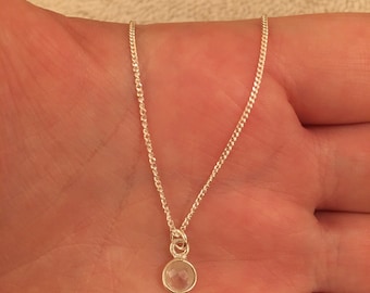 Sterling silver chain necklace with rainbow moonstone charm, rainbow moonstone necklace, rainbow moonstone jewellery