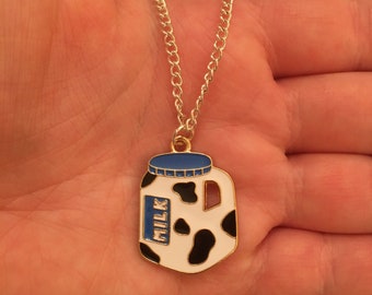 Silver Chain Necklace With Milk Bottle 