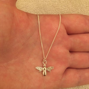 Sterling silver chain necklace with bee charm, bee necklace, bee jewellery