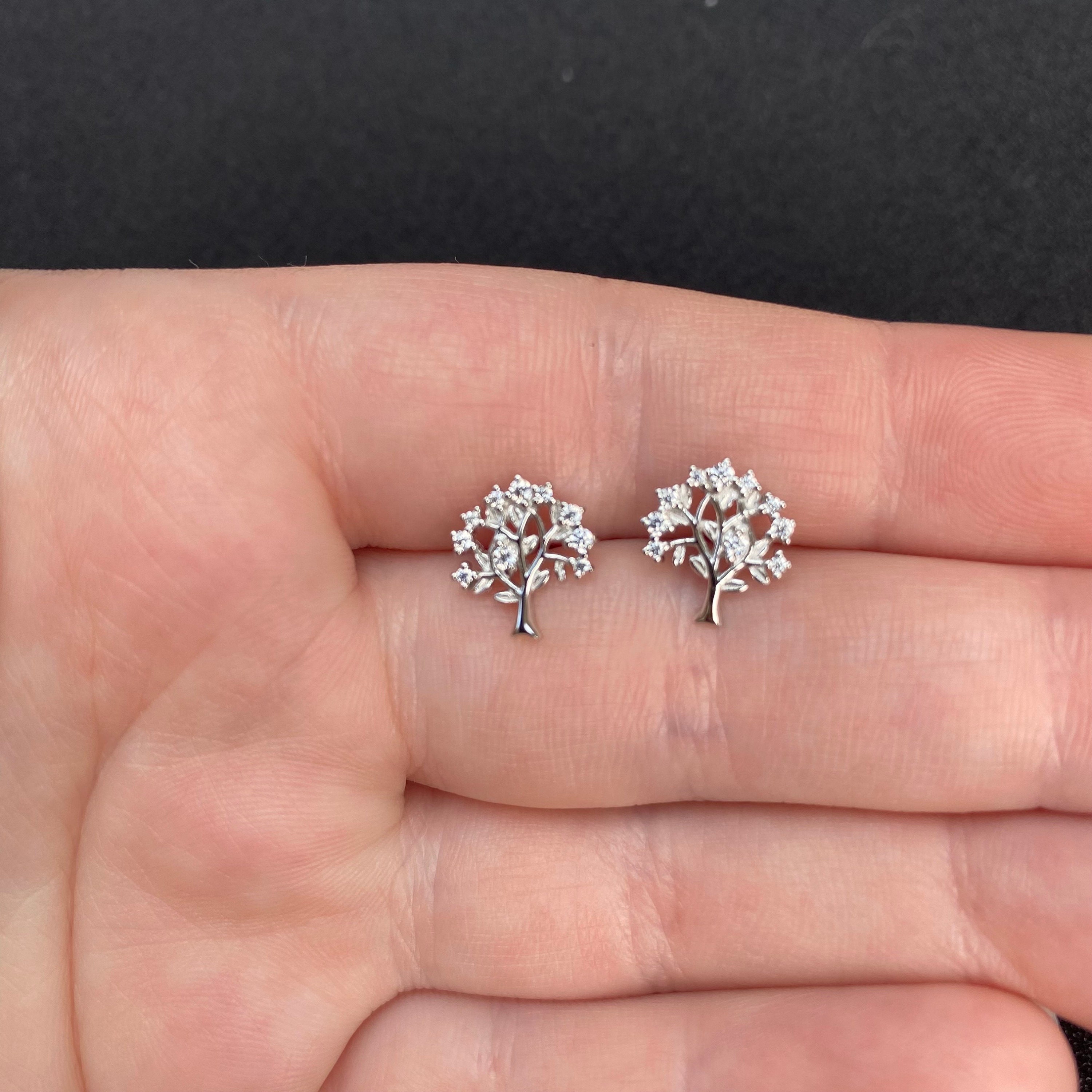 Sterling Silver Tree of Life Stud Earrings, Sterling Silver