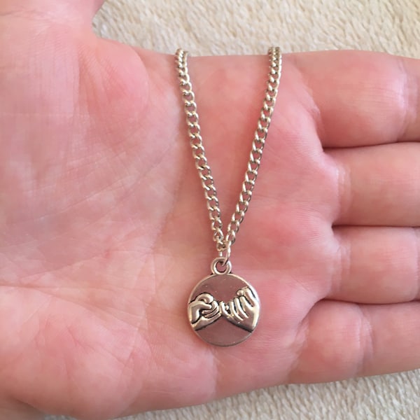 Silberkette Halskette mit kleinem Versprechen Charm, beste Freundin Kette, Freundschaftskette mit kleinem Versprechen, Freundschaftskette