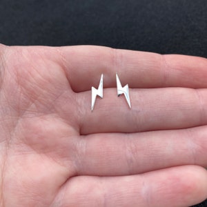 Sterling Silver Lightning Bolt Stud Earrings (15mm)