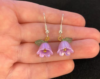 Lily of the valley dangle flower earrings , 3D dangle flower earrings