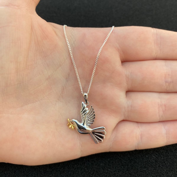 Sterling silver dove necklace, sterling silver dove jewellery