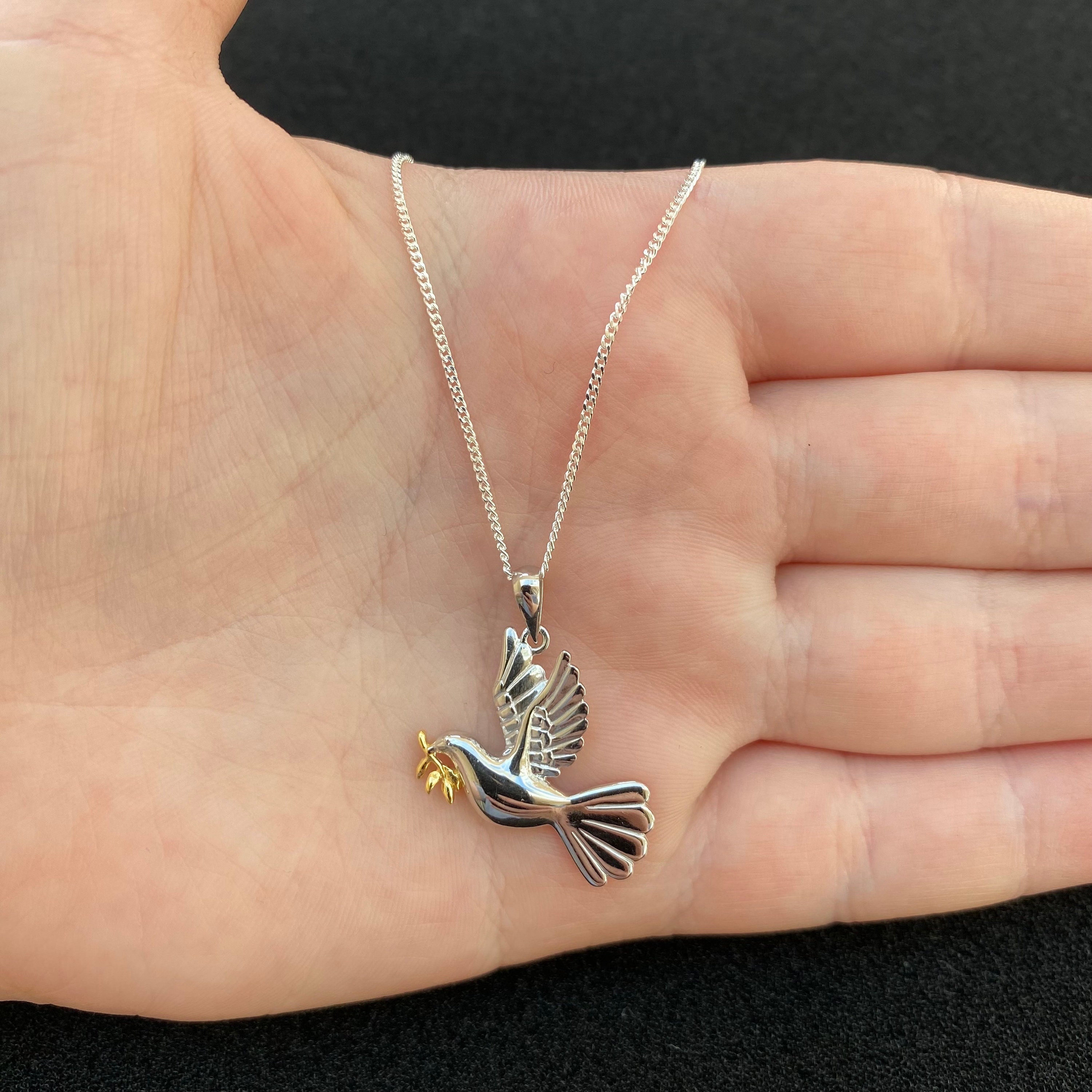 White Cubic Zirconia Rhodium Over Sterling Silver Dove Pendant With Chain  1.24ctw - BLV513A | JTV.com