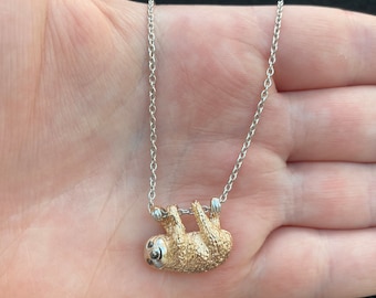 Rose Gold Sloth Necklace: Sterling Silver Charm Jewellery