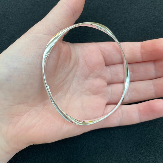 Sterling Silver Twist Bangle: Elegant Stacking Bracelet (65mm) - Etsy