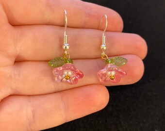 Lily of the valley dangle flower earrings , 3D dangle flower earrings