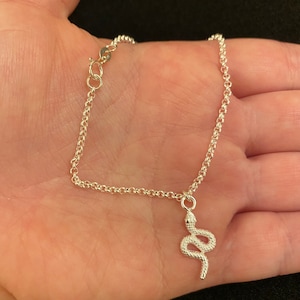 Sterling silver bracelet with snake charm, sterling silver snake bracelet, sterling silver snake jewellery