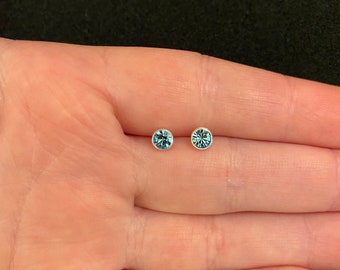 Sterling silver birthstone stud earrings, sterling silver March birthstone earrings, sterling silver aquamarine birthstone earrings