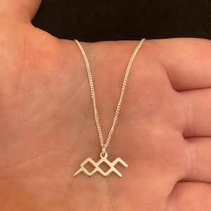 Sterling Silver Aquarius Charm Necklace: Zodiac Jewellery