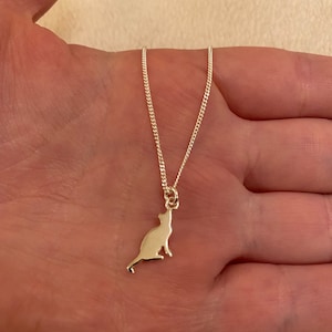 Sterling silver chain necklace with cat charm, sterling silver cat necklace, cat jewellery
