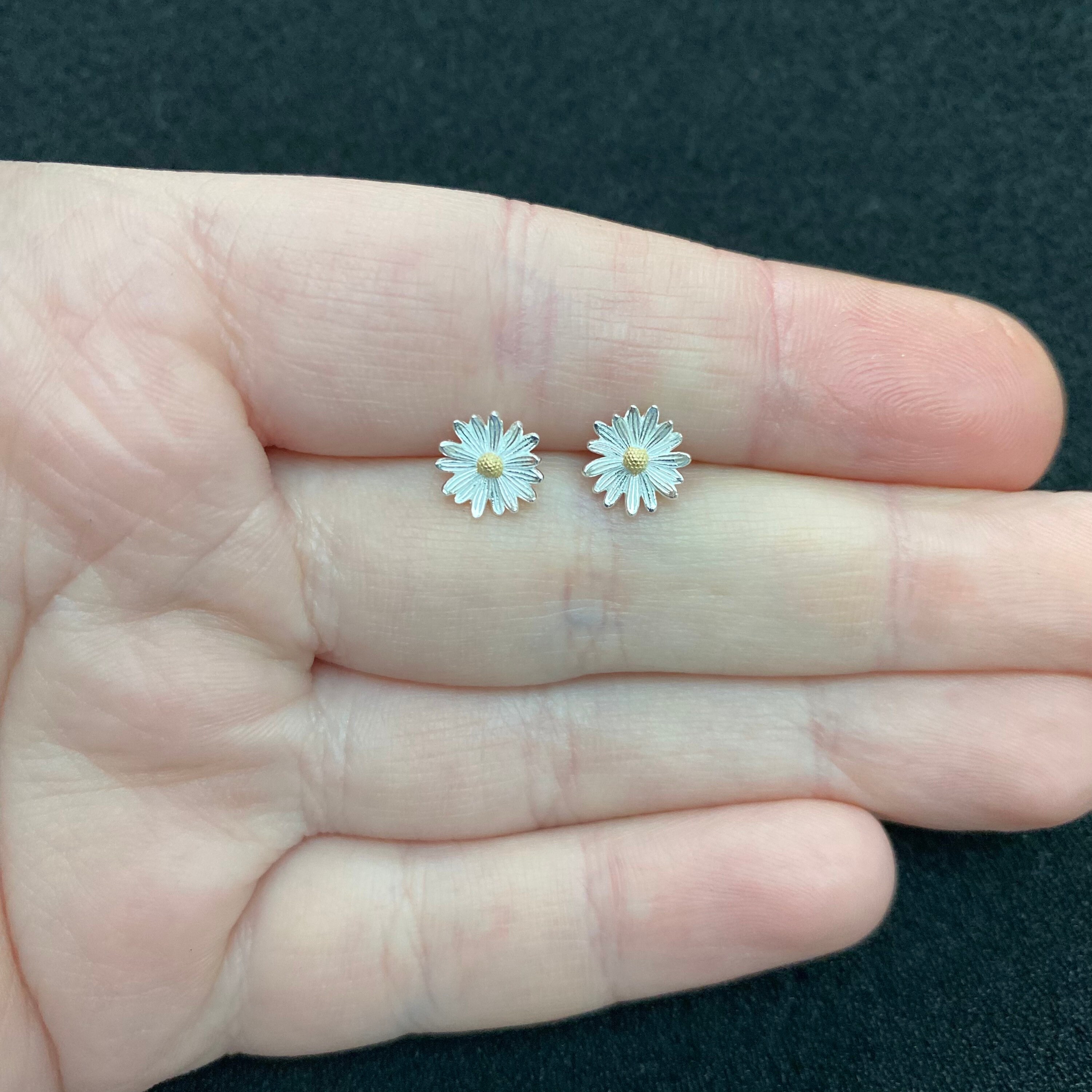 Sterling Silver Daisy Stud Earrings, Sterling Silver Daisy