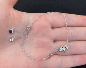 Sterling silver bracelet with bee charm, sterling silver bee bracelet, sterling silver bee jewellery