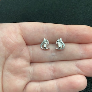 Sterling silver squirrel stud earrings, sterling silver squirrel earrings, sterling silver squirrel jewellery