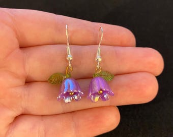 Lily of the valley dangle flower earrings , 3D dangle flower earrings