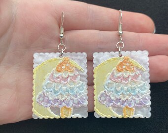 Pendientes colgantes de plata con dijes de pintura, pendientes artísticos, pendientes de pintura