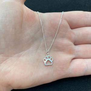 Sterling silver chain necklace with paw print charm, sterling silver paw print necklace, paw print jewellery