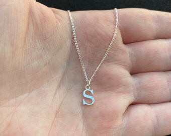 Sterling silver chain necklace with letter charm, sterling silver letter necklace, sterling silver initial necklace, personalised necklace