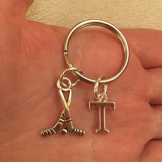 Hockey Key Ring: Personalized Initial Charm, Stocking Filler