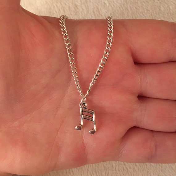 Collar de cadena de plata con encanto de nota musical, collar de notas  musicales, collar de música, joyas musicales -  España