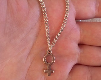 Silver Plated Venus Symbol Necklace: Female Empowerment Charm