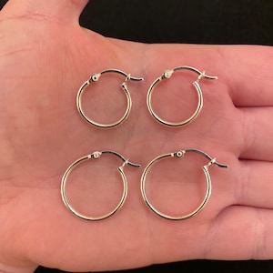 Sterling silver hoop earrings, sterling silver hinged hoop earrings, sterling silver 15mm hoop earrings, sterling silver 20mm hoop earrings