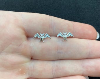 Clous d'oreilles chauve-souris en argent sterling : bijoux gothiques