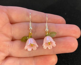 Lily of the valley dangle flower earrings , 3D dangle flower earrings