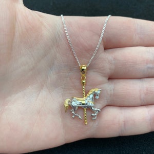 Sterling silver carousel horse necklace, sterling silver carousel horse jewellery