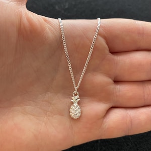 Sterling silver chain necklace with pineapple charm, sterling silver pineapple necklace, pineapple jewellery, fruit jewellery