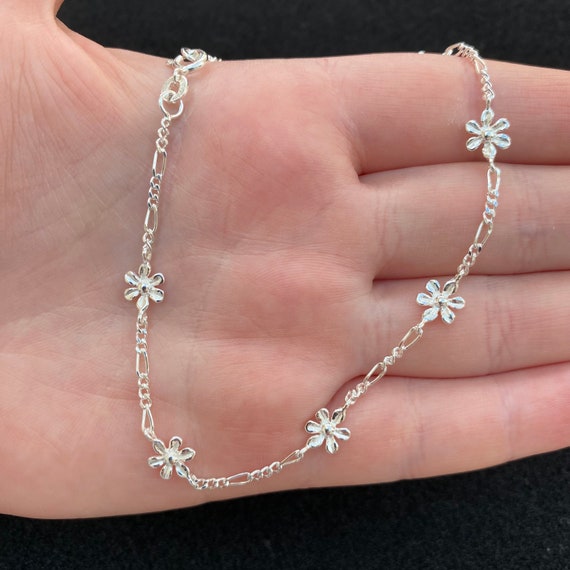 Sterling Silver Flower Anklet Sterling Silver Anklet Sterling