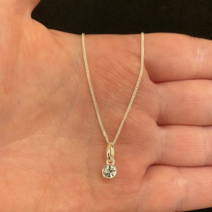 Sterling silver necklace with Swarovski crystal charm, sterling silver birthstone necklace, April birthstone necklace