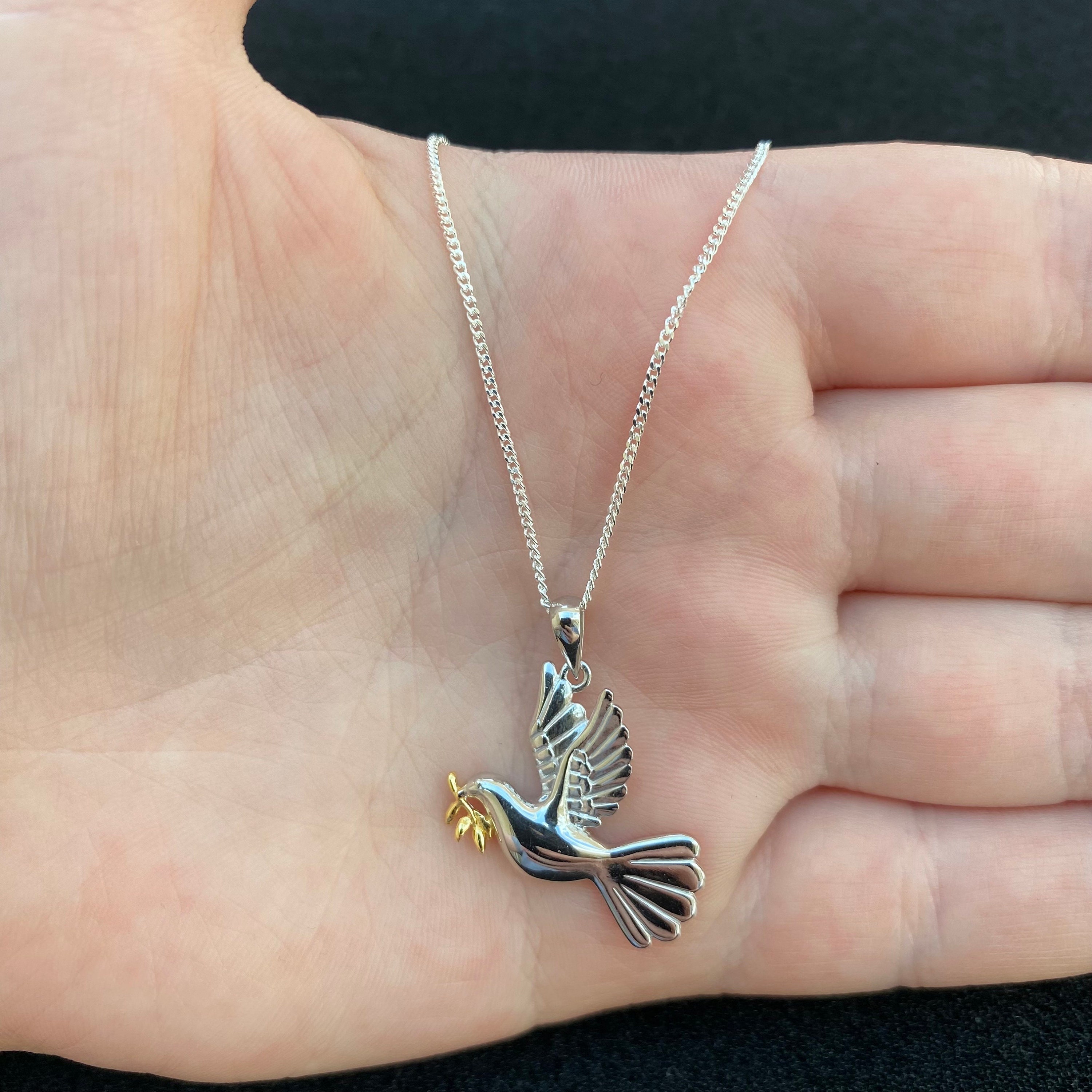スターリングシルバーの鳩のネックレス、スターリングシルバーの鳩の