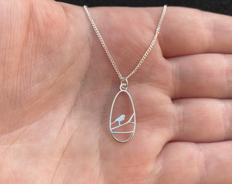 Sterling silver necklace with robin charm, sterling silver robin necklace, robin jewellery, bird necklace, bird jewellery