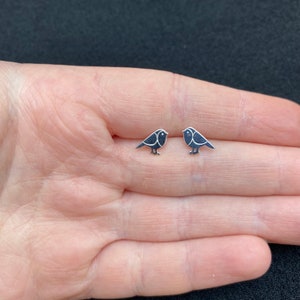 Sterling Silver Robin Stud Earrings: Bird Jewellery