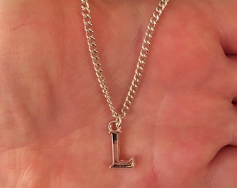 Silver chain necklace with initial charm, initial necklace, letter necklace, personalised necklace, custom necklace, personalised jewellery
