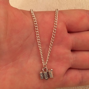 Silver chain necklace with book charm, silver book necklace, book lover gift, reader gift