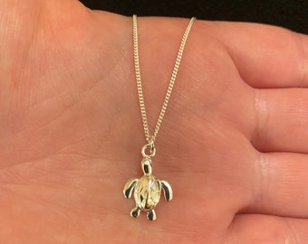 Sterlingzilveren ketting met schildpadbedel, sterlingzilveren schildpadketting, schildpadsieraden