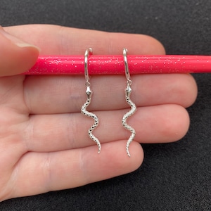 Sterling silver snake huggie hoop earrings, sterling silver snake earrings, sterling silver snake jewellery