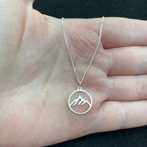 Sterling silver chain necklace with mountain range charm, mountain jewellery, mountain necklace, nature jewellery, nature necklace