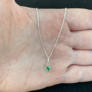 Sterling silver necklace with Swarovski crystal peridot charm, sterling silver birthstone necklace, august birthstone necklace