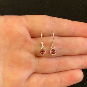 Sterling Silver October Birthstone Dangle Earrings: Tourmaline Swarovski Crystal
