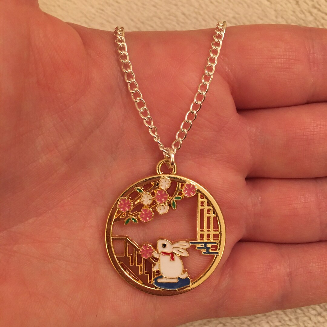 Silver Chain Necklace With Rabbit Charm, Rabbit Necklace, Rabbit ...