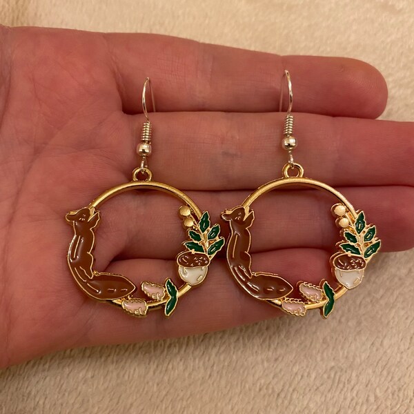 NEWEI Christmas Squirrel Earrings Acrylic Squirrel Dangle