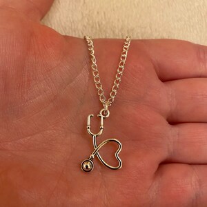 Silver Stethoscope Necklace: Doctor, Nurse Gift