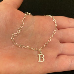 Sterling silver chain bracelet with initial charm, sterling silver initial bracelet, sterling silver letter bracelet, personalised jewellery