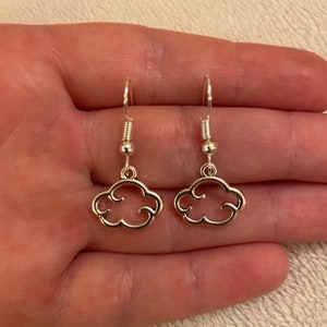 Silver dangle/ drop earrings with silver cloud charms, cloud earrings